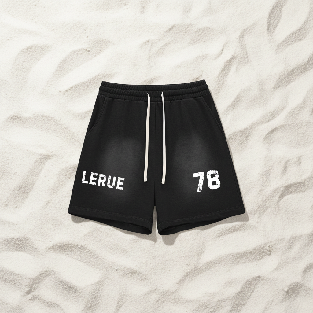 Sun Fade Raw Edge Cotton Shorts